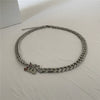 Punk Gothic Style Titanium Steel Cuban Chain Unisex Necklace With Geometric Design And Polishing Treatment