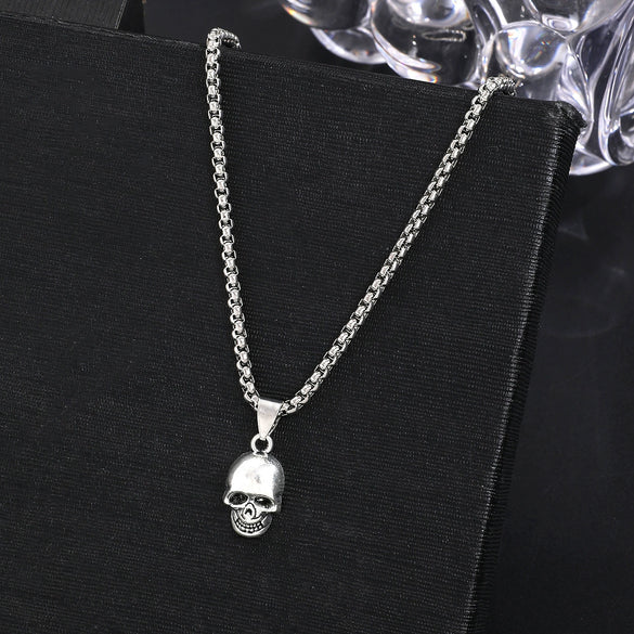 Punk Hip Hop Alloy Skull Pendant Necklace With Cartoon Characters Electroplated For Men And Women