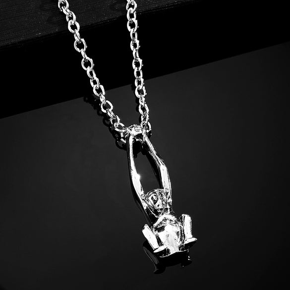 Punk Hip Hop Alloy Skull Pendant Necklace With Cartoon Characters Electroplated For Men And Women