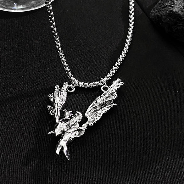 Punk Hip Hop Alloy Skull Pendant Necklace With Cartoon Characters Electroplated For Men And Women