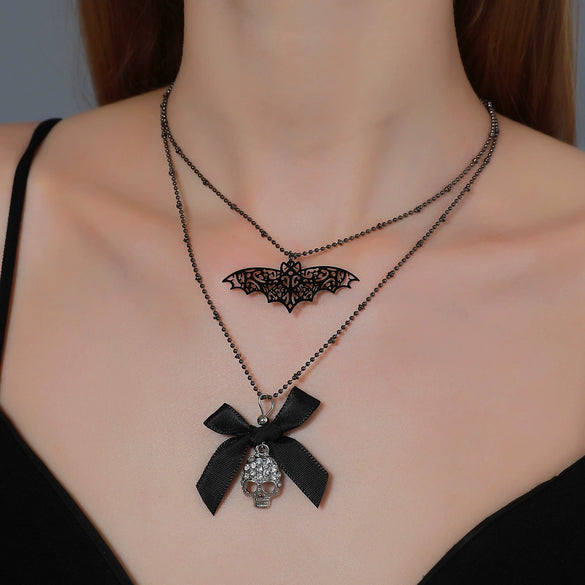 Punk Hip Hop Alloy Skull Pendant Necklace With Cartoon Characters Electroplated For Men And Women