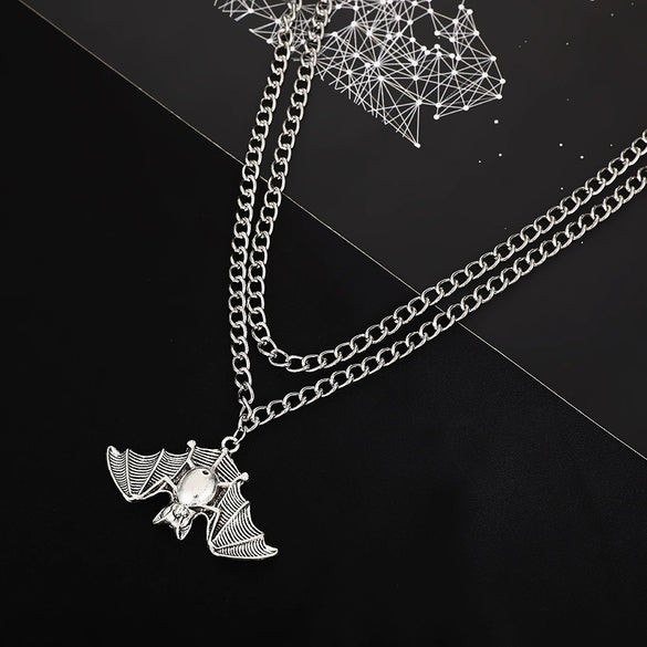 Punk Hip Hop Alloy Skull Pendant Necklace With Cartoon Characters Electroplated For Men And Women
