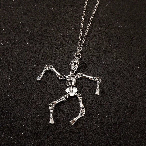 Punk Hip Hop Alloy Skull Pendant Necklace With Cartoon Characters Electroplated For Men And Women