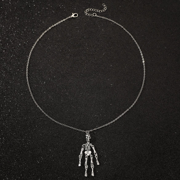 Punk Hip Hop Alloy Skull Pendant Necklace With Cartoon Characters Electroplated For Men And Women