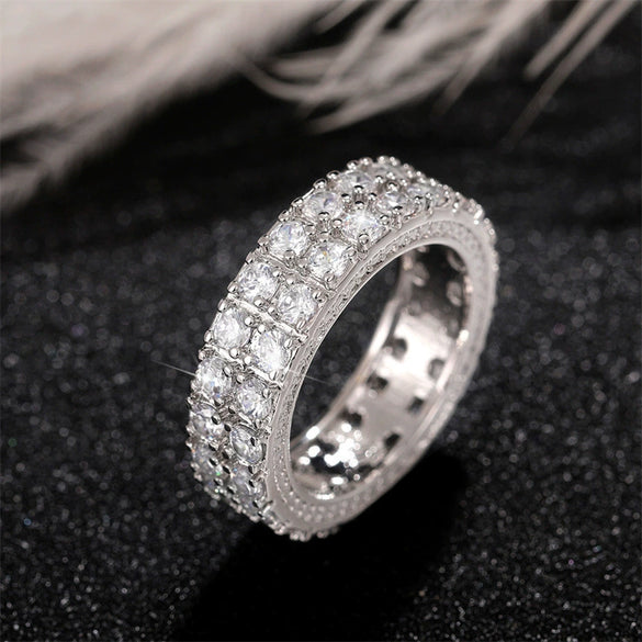 Punk Hip Hop Style Copper Men's And Unisex Ring With Full Zircon And Geometric Design