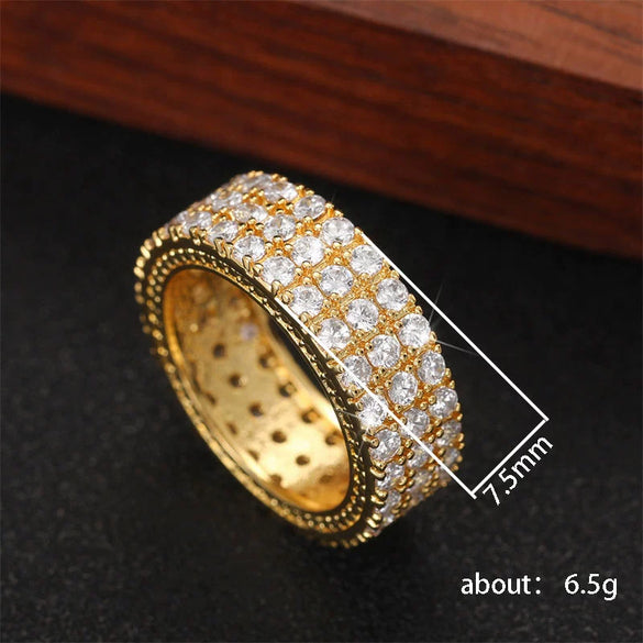 Punk Hip Hop Style Copper Men's And Unisex Ring With Full Zircon And Geometric Design