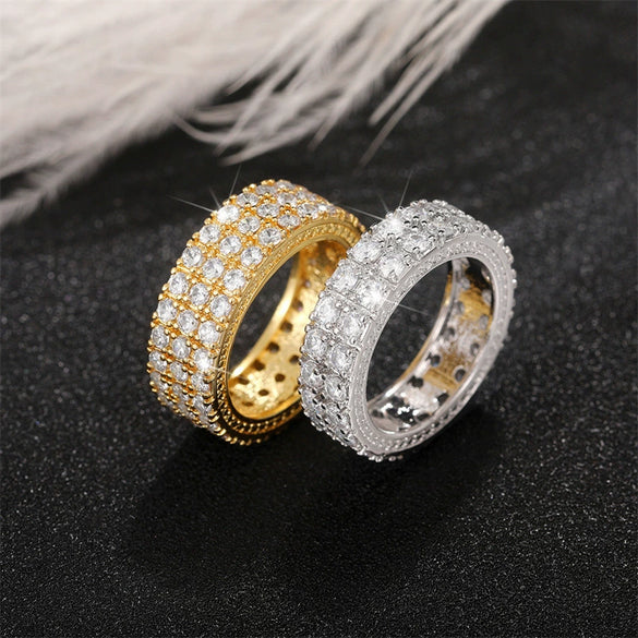 Punk Hip Hop Style Copper Men's And Unisex Ring With Full Zircon And Geometric Design
