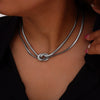 Punk Hip Hop Style 316L Stainless Steel Jewelry With Knot Design And Double Layer Snake Bone Chain Electroplated