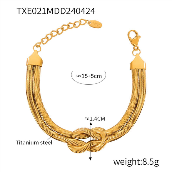 Punk Hip Hop Style 316L Stainless Steel Jewelry With Knot Design And Double Layer Snake Bone Chain Electroplated