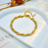 Punk Hip Hop Style Titanium Steel Ring Twist Chain Bracelet With Electroplating Treatment