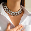 Punk Hip Hop Thick Chain Necklace With Geometric Buckle Ccb Electroplated Jewelry For Women