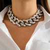 Punk Hip Hop Thick Chain Necklace With Geometric Buckle Ccb Electroplated Jewelry For Women