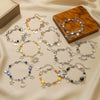 Punk Hollow Fivepointed Star Star Moon Sun Cat Alloy Iron Glass Handmade Geometric Bracelet Unisex