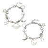 Punk Hollow Fivepointed Star Star Moon Sun Cat Alloy Iron Glass Handmade Geometric Bracelet Unisex