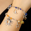 Punk Hollow Fivepointed Star Star Moon Sun Cat Alloy Iron Glass Handmade Geometric Bracelet Unisex