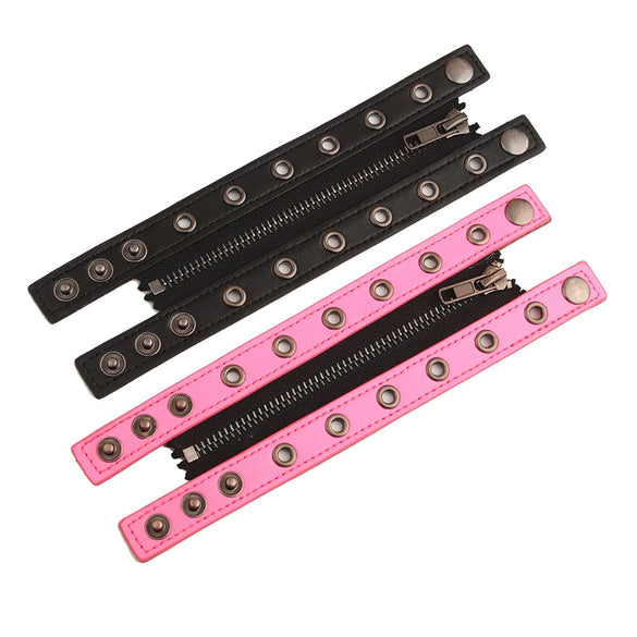 Punk Jewelry Artificial Leather Bracelet With Rivet Chain Geometric Pattern Handmade Unisex