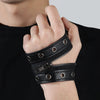 Punk Jewelry Artificial Leather Bracelet With Rivet Chain Geometric Pattern Handmade Unisex