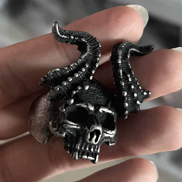 Punk Men's Stainless Steel Sheep Head Skull Ring Polished