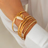 Punk Metal Beaded Bracelet With Love Pendant Geometric Style Iron Electroplated For Women