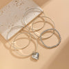 Punk Metal Beaded Bracelet With Love Pendant Geometric Style Iron Electroplated For Women
