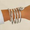 Punk Metal Beaded Bracelet With Love Pendant Geometric Style Iron Electroplated For Women