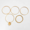 Punk Metal Beaded Bracelet With Love Pendant Geometric Style Iron Electroplated For Women