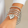 Punk Metal Beaded Bracelet With Love Pendant Geometric Style Iron Electroplated For Women