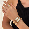 Punk Metal Irregular Pleated Opening Bracelet For Women With Electroplating
