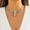 Punk Multilayer Chain Stacked Necklace Geometric Ball Style With Plastic Resin Material And Electroplating Process And Letters Numbers Text Pattern For Women