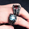 Punk Paw Print Alloy Inlay Zircon Unisex Open Rings