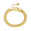 Punk Retro Doublelayer Stacked Chain Stainless Steel Goldplated Unisex Bracelet