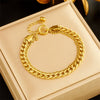 Punk Retro Doublelayer Stacked Chain Stainless Steel Goldplated Unisex Bracelet