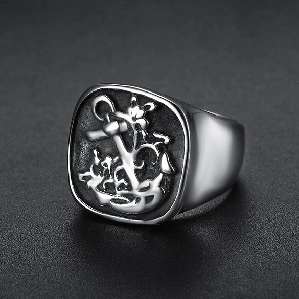 Punk Retro Style Titanium Steel Ring For Men With Apply Oil Processing