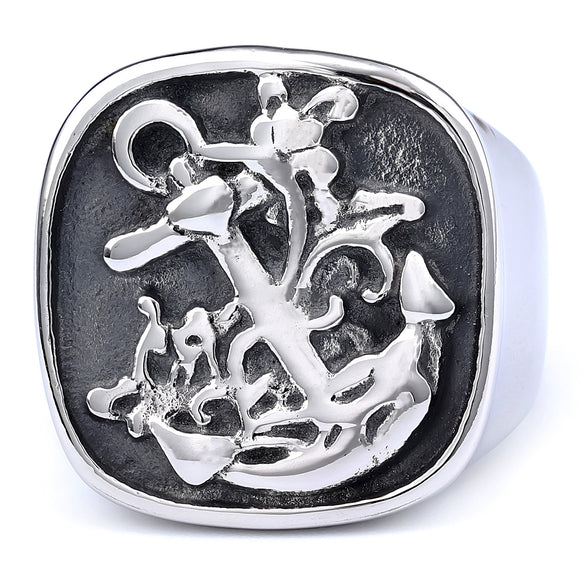Punk Retro Style Titanium Steel Ring For Men With Apply Oil Processing