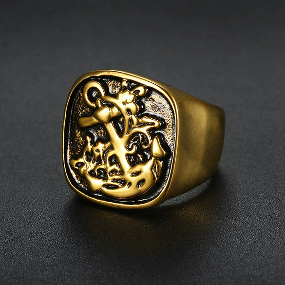Punk Retro Style Titanium Steel Ring For Men With Apply Oil Processing