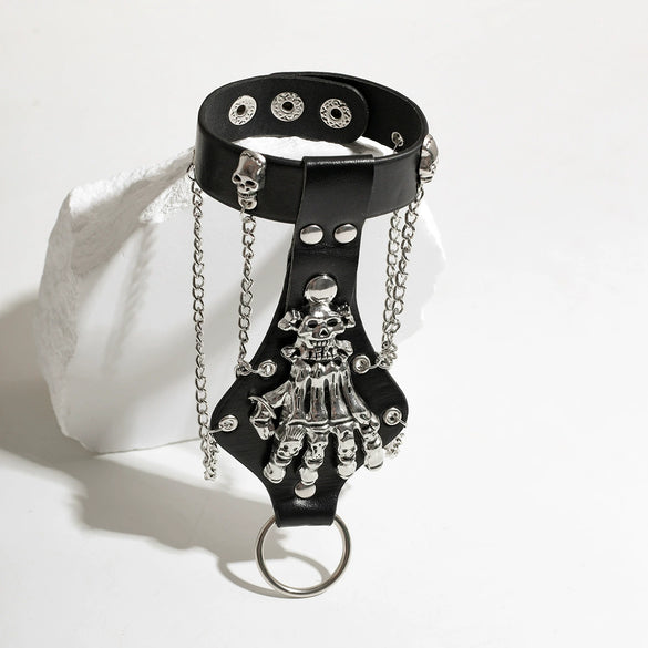 Punk Rivet Skull Alloy Handmade Men's Bracelet