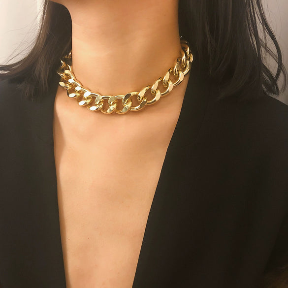 Punk Rock Geometric Cross Chain Alloy Choker Necklace Unisex Electroplated Fashion Jewelry