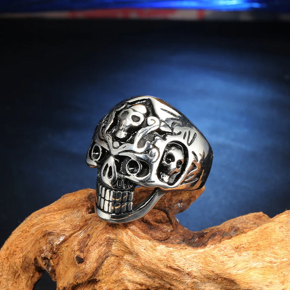 Punk Skull Titanium Steel None 18K Gold Plated Rhodium Plated Men'S Rings
