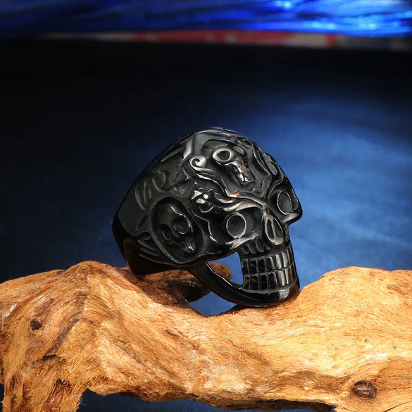 Punk Skull Titanium Steel None 18K Gold Plated Rhodium Plated Men'S Rings