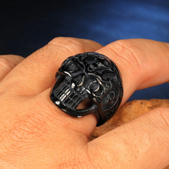 Punk Skull Titanium Steel None 18K Gold Plated Rhodium Plated Men'S Rings