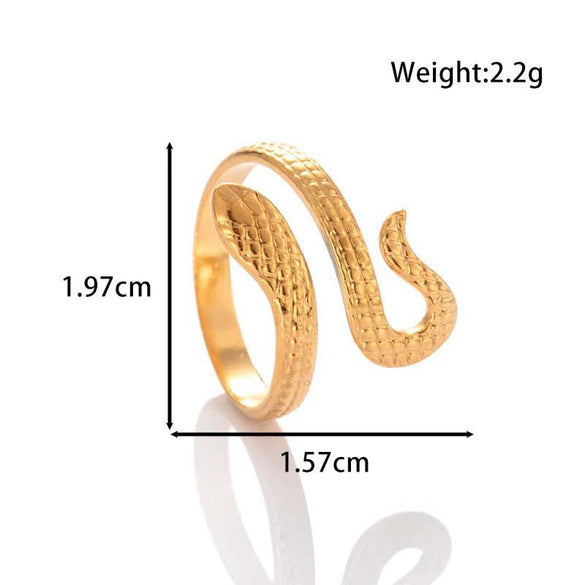 Punk Snake Style Stainless Steel And Titanium Steel Opening Adjustable Jewelry With Electroplating