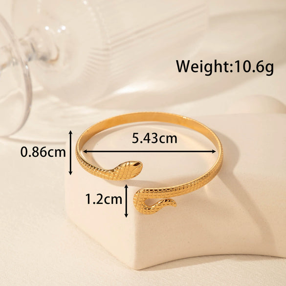 Punk Snake Style Stainless Steel And Titanium Steel Opening Adjustable Jewelry With Electroplating