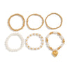 Punk Stacked Love Pendant Beaded Bracelet Imitation Pearl Elastic Bracelet Electroplating Heart Geometric