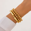 Punk Stacked Love Pendant Beaded Bracelet Imitation Pearl Elastic Bracelet Electroplating Heart Geometric