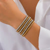 Punk Stacked Love Pendant Beaded Bracelet Imitation Pearl Elastic Bracelet Electroplating Heart Geometric