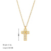 Wholesale Jewelry Punk Streetwear Cross 304 Stainless Steel Zircon White Gold Plated Gold Plated Plating Inlay Pendant Necklace