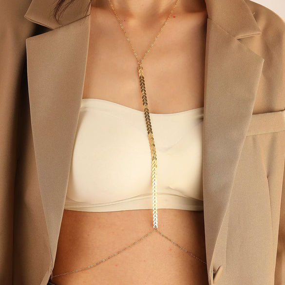 Punk Style Alloy Body Chain With Rhinestones And Animal Zodiac Pattern For Women