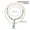 Punk Style Alloy Imitation Turquoise Peach Heart Pendant Necklace With Iron Chain And Animal Zodiac Pattern Electroplated