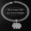 Punk Style Alloy Letter No Pendant Necklace With Diamond And Cuban Chain