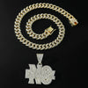Punk Style Alloy Letter No Pendant Necklace With Diamond And Cuban Chain